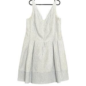 LAUREN RALPH LAUREN Brocade Floral Lt Blue Silver Pleated Sleeveless Dress-Sz 16